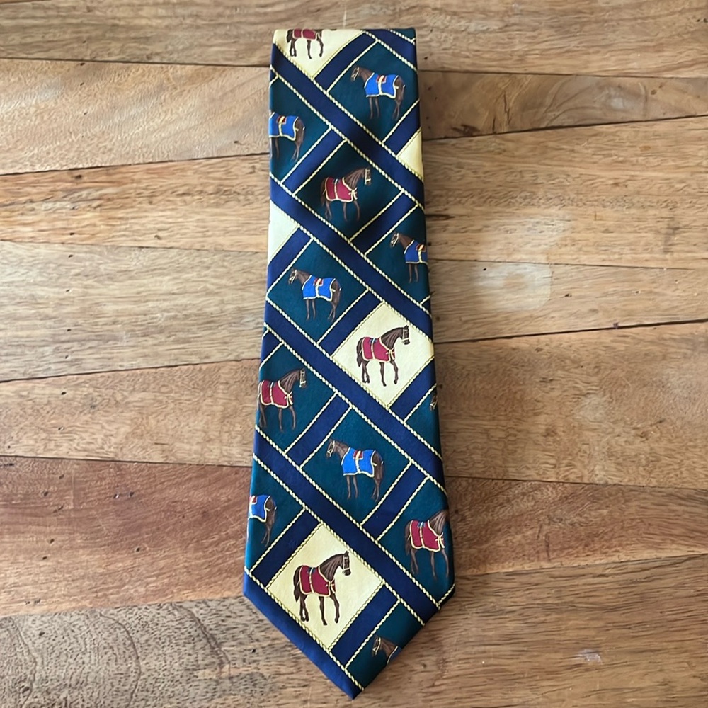 UNISEX MENS CLASSIC BENTLEY CRAWATS EQUESTRIAN HORSE PREPPY SILK MADE IN USA TIE